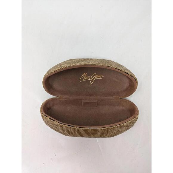 Maui Jim Sunglasses Clam Shell Hard Case Basket Weave Bamboo  Tan - Picture 3 of 4